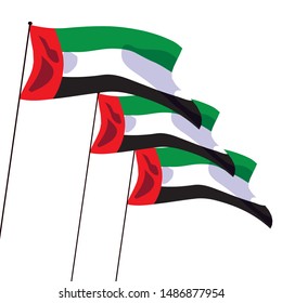 arab emirates flags in pole symbol
