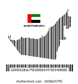 Indicador de mapa de los Emiratos Árabes Unidos, código de barras, ilustración vectorial.