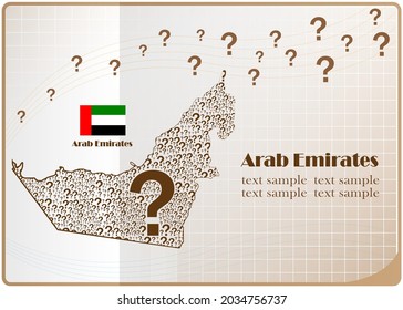 Mapa de bandera de los Emiratos Árabes Unidos hecho con signo de interrogación.