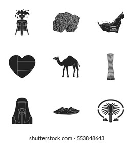 Arab Emirates set icons in black style. Big collection of Arab Emirates vector symbol stock illustration