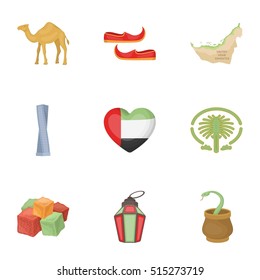 Arab Emirates set icons in cartoon style. Big collection of Arab Emirates vector symbol stock illustration