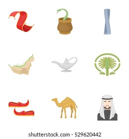 Arab Emirates set icons in cartoon style. Big collection of Arab Emirates vector symbol stock illustration