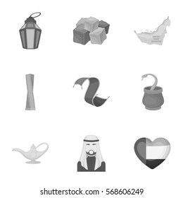 Arab Emirates set icons in monochrome style. Big collection of Arab Emirates vector symbol stock illustration