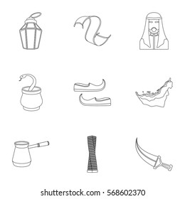 Arab Emirates set icons in outline style. Big collection of Arab Emirates vector symbol stock illustration