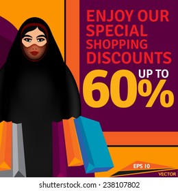 Arab Family - Arabian Woman On Discount Shopping Spree