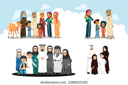 Arab family, family, Arabs, Muslims, hijab, elderly Arab man, young Arab man, Arab wo