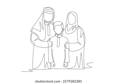 Arab family concept one-line drawing