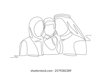 Arab family concept one-line drawing