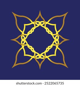 Arab frame or arch for Ramadan.Golden Arabic style circle border vector illustration isolated on blue background.