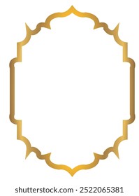 Marco árabe. Arco islámico dorado. Ramadan kareem esboza Ilustración vectorial fronteriza sobre fondo transparente.