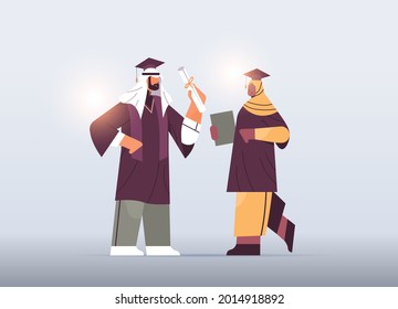 arab graduated students arabic graduates couple celebrating academic diploma degree education