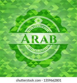 Arab green emblem with mosaic background