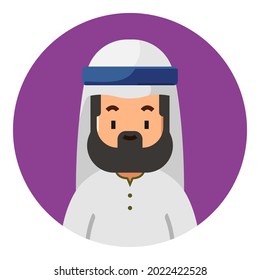 Arab guy avatar. People avatar with circle background. Can be used as icons, user profile photos, and others. Profession and job avatar with man gender.