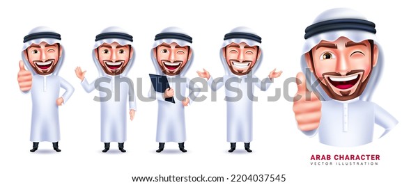 Arab Handsome Man Vector Character Set Stock Vector (Royalty Free ...