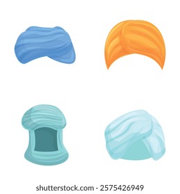 Arab hat icons set cartoon vector. Various arabic turban. Oriental culture, ethnic clothes