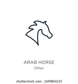 Arab horse icon. Thin linear arab horse outline icon isolated on white background from other collection. Line vector sign, symbol for web and mobile