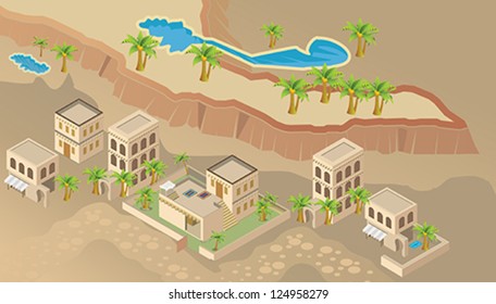 Casa árabe. Vector isométrico.