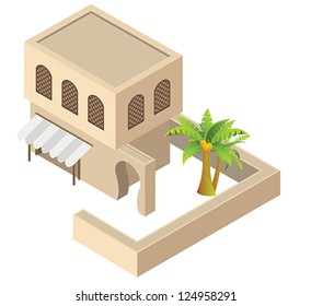 Arab house. Isometric vector.