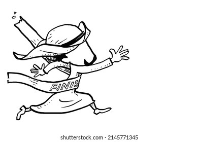 Arab investor successfully reach finish line. Winning business competition concept. Cartoon vector illustration design