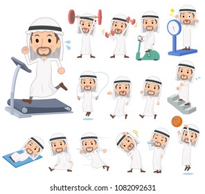 Arab Kandura wearing men_exercise