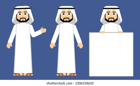 Arab khaliji Man character Isolated  Vector illustration ksa 
