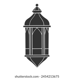 Arab Lantern Icon Silhouette Illustration. Holidays Vector Graphic Pictogram Symbol Clip Art. Doodle Sketch Black Sign.