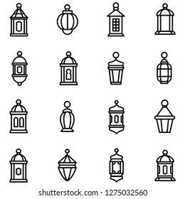 Arab lanterns icons pack. Isolated arab lanterns symbols collection. Graphic icons element