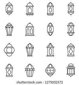 Arab lanterns icons pack. Isolated arab lanterns symbols collection. Graphic icons element