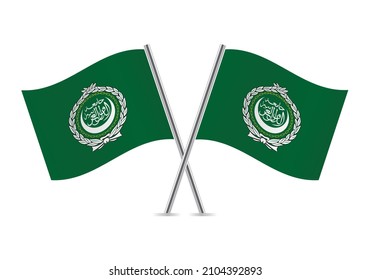 
Arab League crossed flags on white background. Flag of the Arab League. Vector illustration.