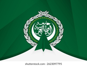 Arab League Flag with Abstract Paper Airplane Design, National Flag in a geometric folded paper style. Vector illustration.