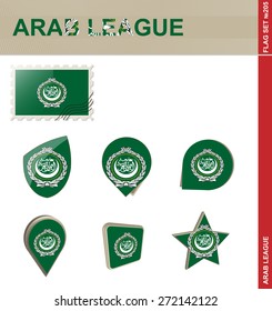 Arab League Flag Set, Flag Set #205. Vector.