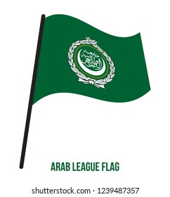 Arab League Flag Waving Vector Illustration on White Background. Arab Community Flag.