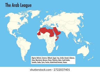 Karte der Mitglieder der Arabischen Liga