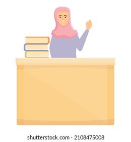 Arab lesson icon cartoon vector. Muslim teacher. Student class