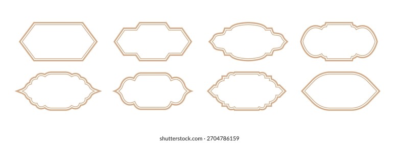 Líneas árabes y fronteras. Conjunto de marcos decorativos del Islam. Colección de diferentes Formas musulmanas. Elementos de diseño tradicionales