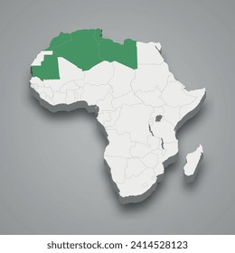 Arab Maghreb Union location within Africa 3d isometric map