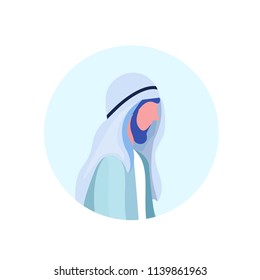 arab man beard profile avatar icon isolated male traditional clothes cartoon character portrait flat vector illustration