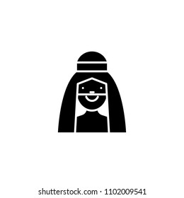 Arab man black icon concept. Arab man flat  vector symbol, sign, illustration.