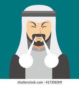 Arab Man Cartoon Emotion Faces Avatar Vector Illustration