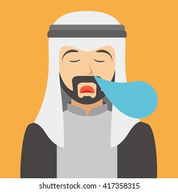 Arab Man Cartoon Emotion Faces Avatar Vector Illustration