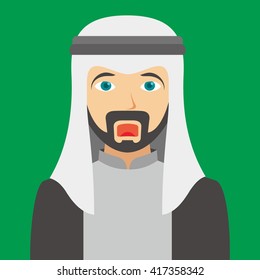 Arab Man Cartoon Shock Emotion Faces Avatar Vector Illustration