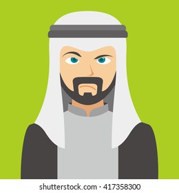 Arab Man Cartoon Skeptic Emotion Faces Avatar Vector Illustration