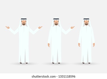 Arab Man character set of emotions. Vector illustration