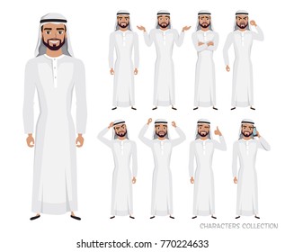 Arab Man character set of emotions