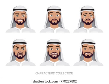 Arab Man character set of emotions