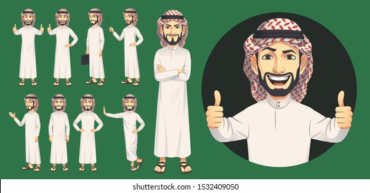 Arab Man Character Set, Vector EPS 10