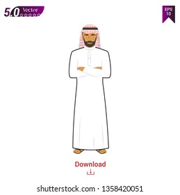 Arab Man character. Vector illustration in white background