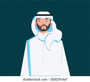 Arab Man Character Vector Illustration , Saudi Arabia Cartoon Male