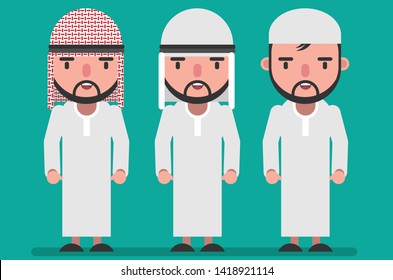 Arab man costume flat cartoon