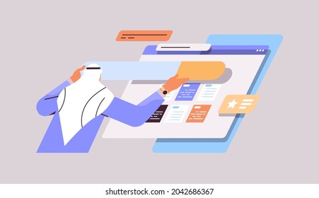 arab man developer creating website ui interface web application development program software optimization